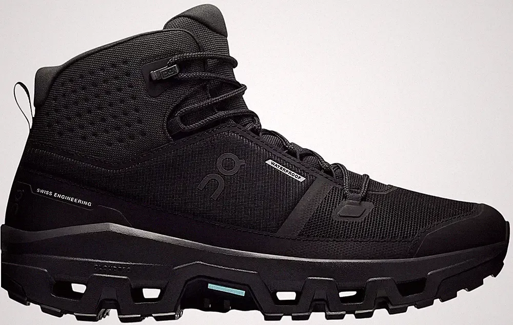 On Men's Cloudrock Mid Waterproof Hiking Boots [ Black/Black ] - Authentic 100%
